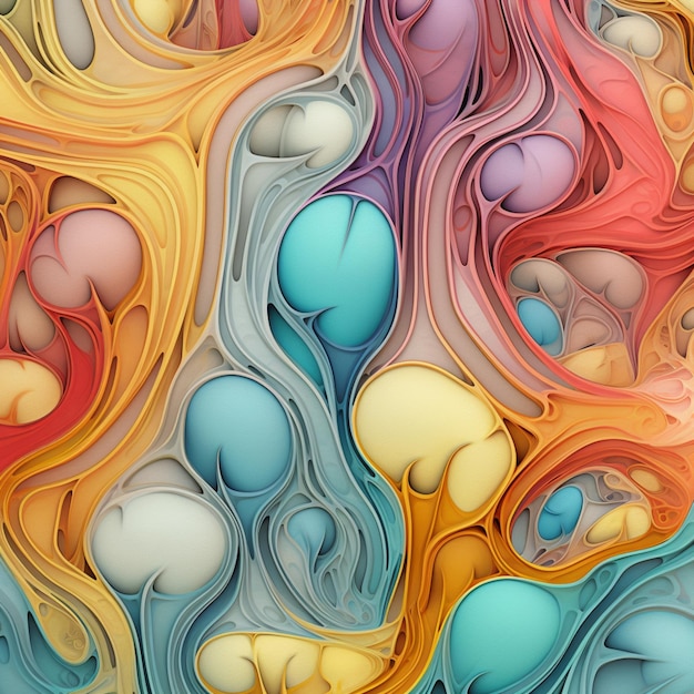 Arte em papel de cores brilhantes com uma variedade de formas generativas ai