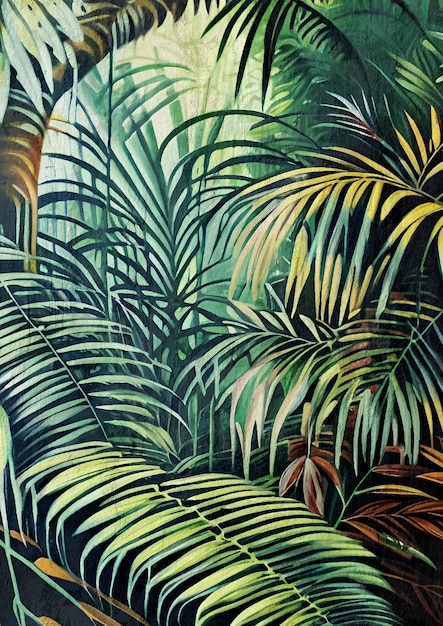 Arte em tela de pintura de natureza tropical selva verde