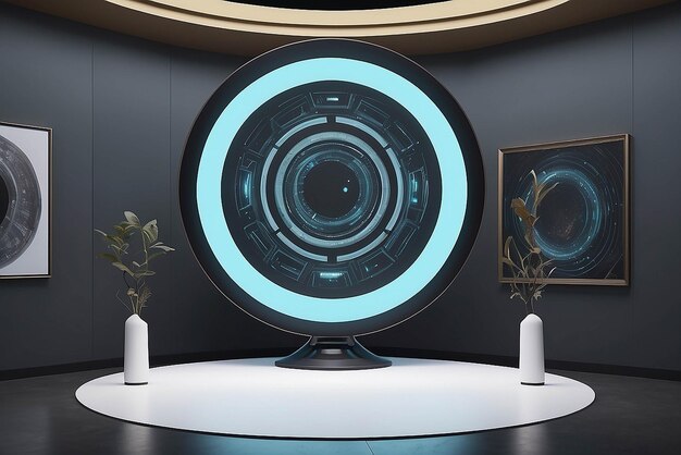Arte em uma cúpula holográfica com elementos interativos de narrativa e experiências imersivas para um modelo de local de entretenimento futurista