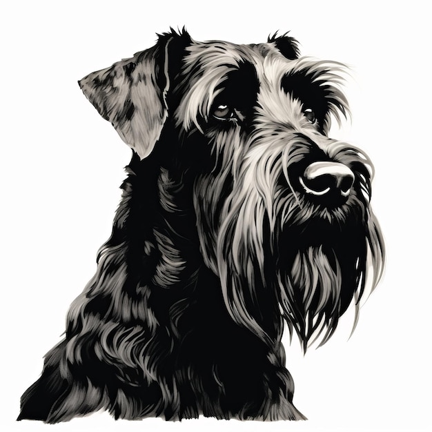 Arte de estencil de alto contraste de un suave Schnauzer gigante