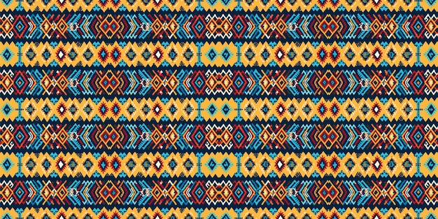 Arte étnico abstracto ikat patrón sin costuras colorido en la gente tribal bordado patrón étnico colorido