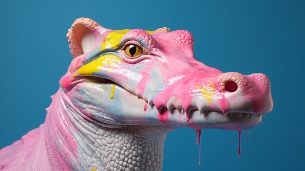 Foto arte de fantasía hiperrealista pintado cocodrilo con narices distintivas