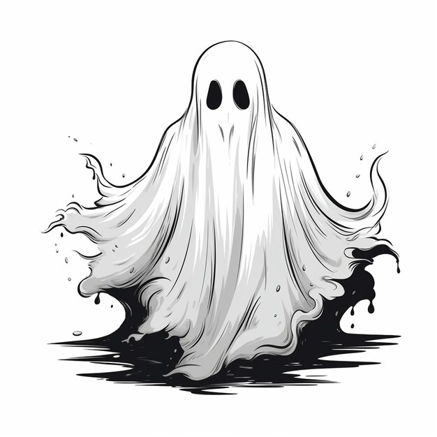 Arte fantasma plano para Halloween con un toque fantasmal