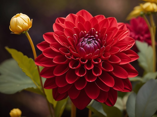 Un arte de flor de otoño de dalia roja