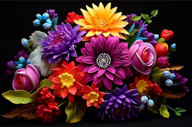 arte floral colorida e bonita decoração de arranjos de flores