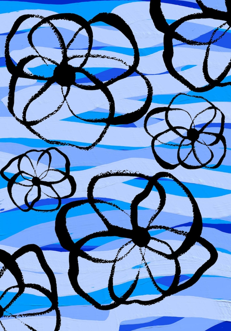 Foto arte floral exclusivo pintado arte moderna linha arte flor tinta preta arte flores estéticas