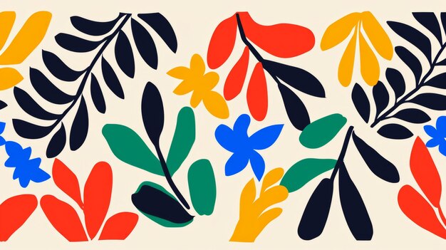 Arte floral ingênua Ilustrações coloridas brilhantes em estilo minimalista