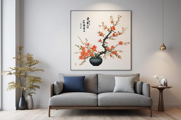 Arte floral japonesa Ikebana como um ponto focal na sala