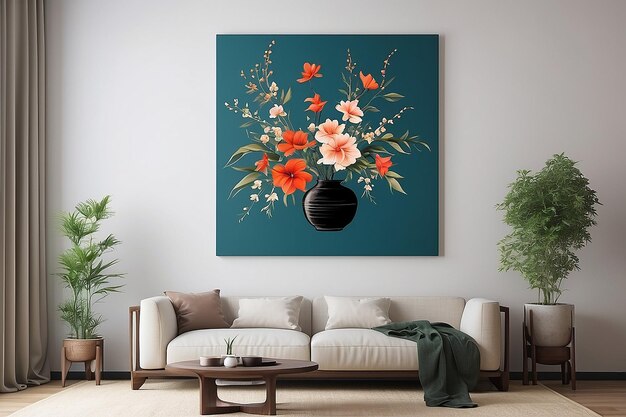 Foto arte floral japonesa ikebana como um ponto focal na sala