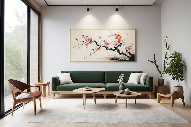 Foto arte floral japonesa ikebana como um ponto focal na sala