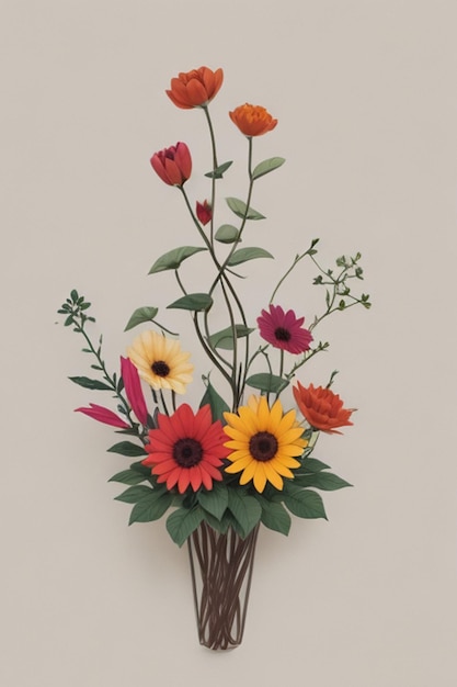 Un arte floral simple y minimalista con colores suaves y estilo boho.