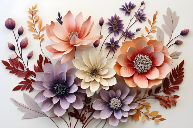 Un arte floral simple y minimalista con colores suaves.