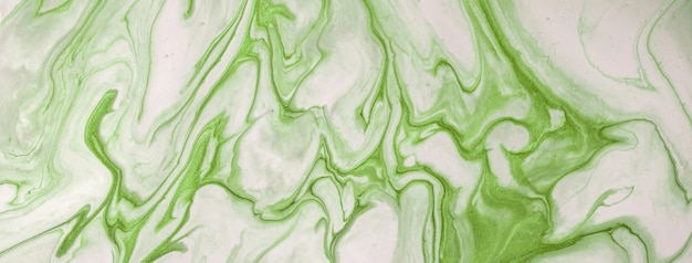 Arte fluida abstrata fundo verde claro e cores brancas Mármore líquido Pintura acrílica com gradiente verde-oliva