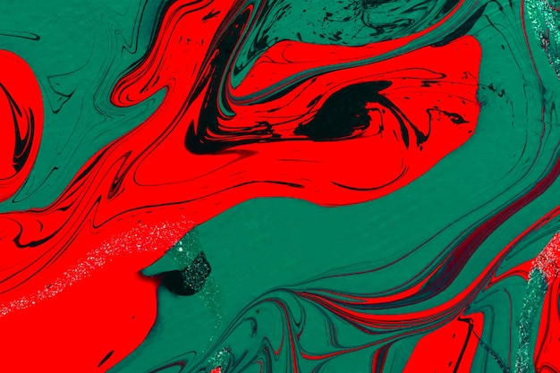 Arte fluida acrílica verde vermelha abstrata fundo criativo de Natal Fundo futurista artístico