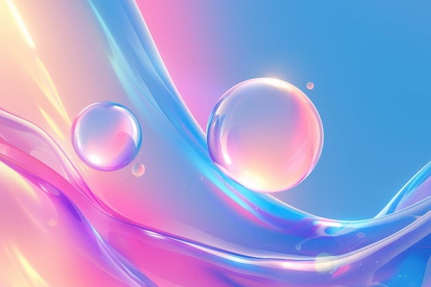 Arte fluido abstracto con burbujas holográficas