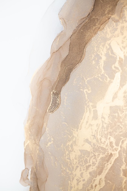 Arte fluido abstracto de lujo técnica de tinta alcohólica bronce plata metálico y color oro