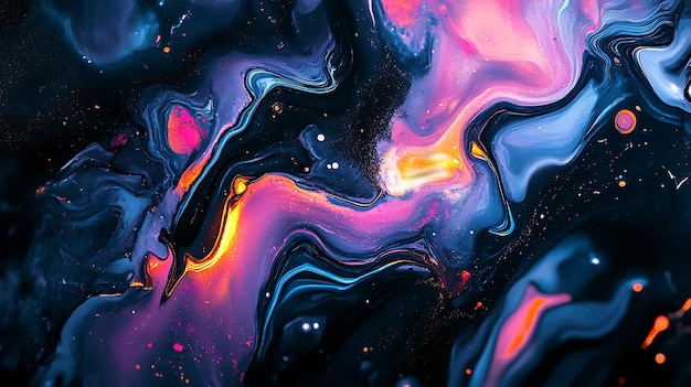 Arte fluido de neón radiante Colores vívidos en flujo dinámico