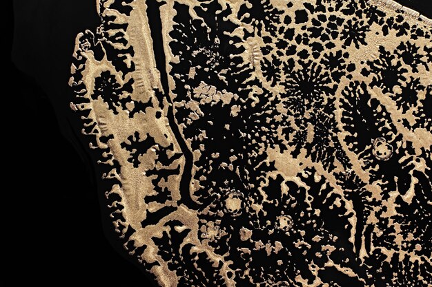 Foto arte fluido oro metálico ondas abstractas en fondo negro efecto de mármol fondo o textura