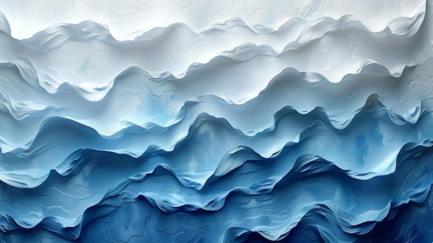 Arte de fondo compuesto de colores blanco y azul claro Pintura en acuarela en lienzo con un gradiente de denim Fragmento de obra de arte en papel con un patrón ondulado Textura de fondo