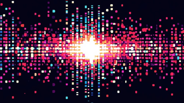 Foto arte de forma de onda digital vibrante en estilo abstracto
