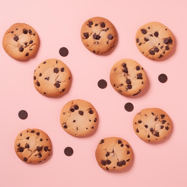 Arte de fotografía de galletas con chispas de chocolate