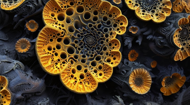 Arte fractal abstracto que se asemeja a las estructuras orgánicas