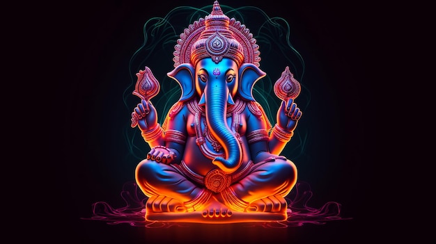 Foto arte de ganesh señor del pueblo indio concepto religioso