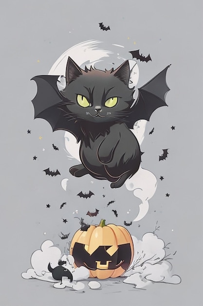 Arte del gato de Halloween