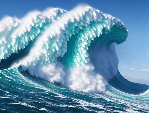 Foto arte generativa da onda do mar do grande tsunami por ia