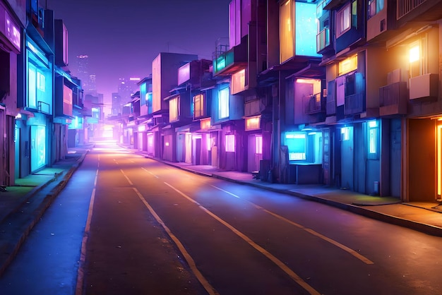 Arte generativa de cidade de favela de rua futura moderna futurista por IA