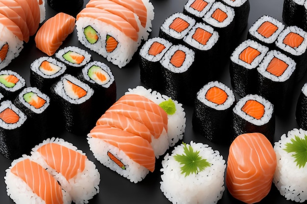 Arte generativa de comida japonesa de sushi premium por IA