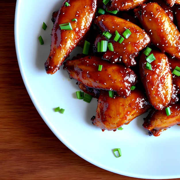 Foto arte generativa spicy honey chicken wings por ia