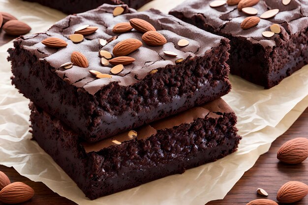 Arte generativo de brownie de chocolate y almendras por IA