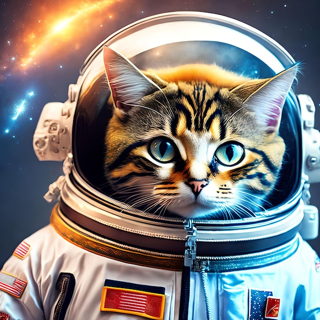 Arte generativo de gato con traje de astronauta de AI