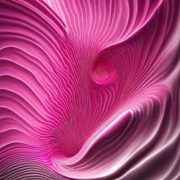 Arte generativo de onda con curvas en espiral rosa abstracto de AI