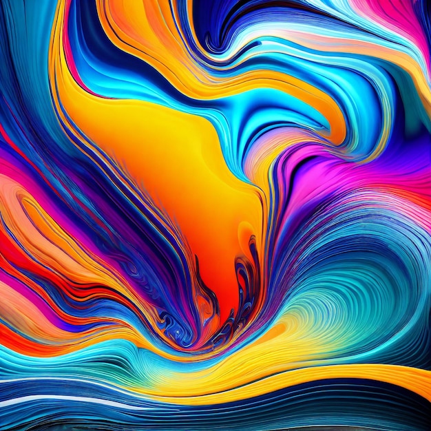 Arte generativo de ondas curvas coloridas abstractas de AI