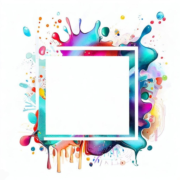 Arte geométrica colorida abstrata Splashscape com respingos de tinta e gotas fechadas