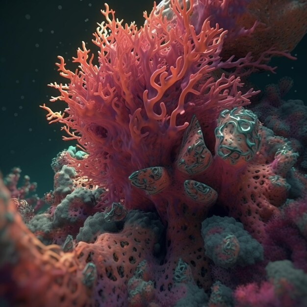 Foto arte gerativa de inteligência artificial de coral fractal