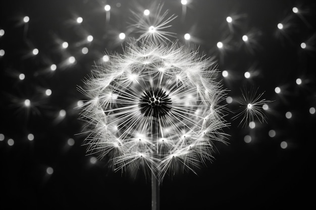 El arte de las gotas de flores de diente de león macro