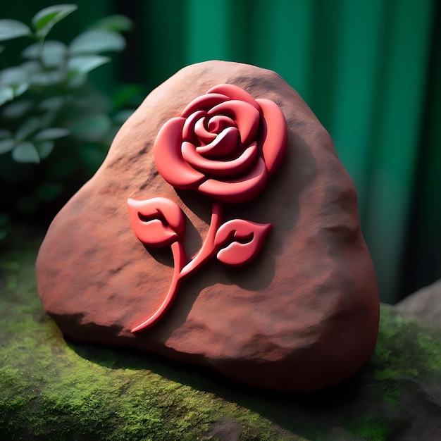 Arte grabado en rosa tallada en piedra