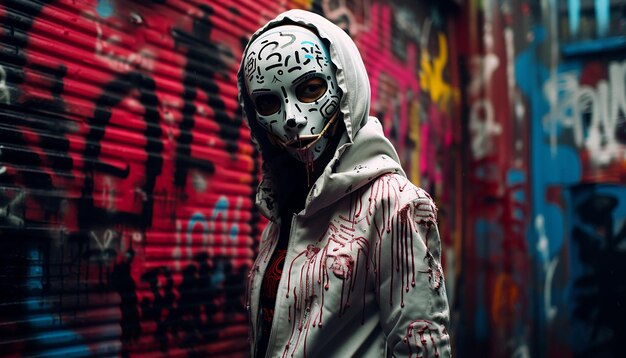 Arte graffiti Cyberpunk al estilo de Banksy.