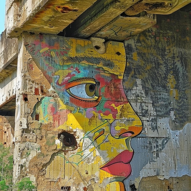 Arte de graffiti en ruinas urbanas belleza en decadencia