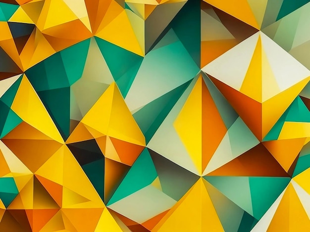 Arte gráfica geométrica 2d fundo verde amarelo