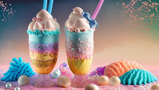 Arte de guarnición de helado con HD multicolor