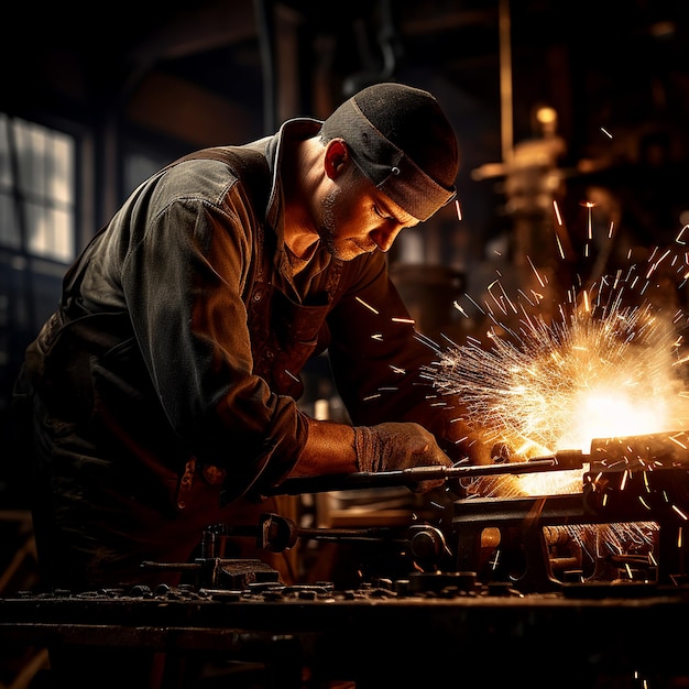 El arte de hacer calderas de metal en el trabajo