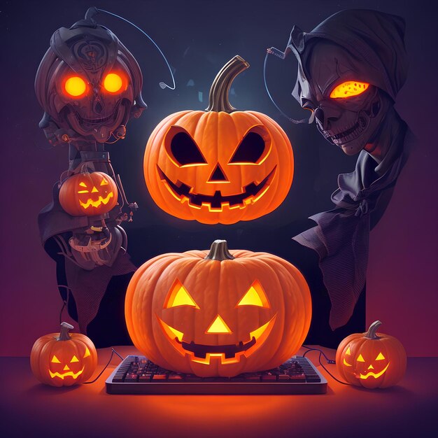 El arte de Halloween con la calabaza brillante de Tech Flare