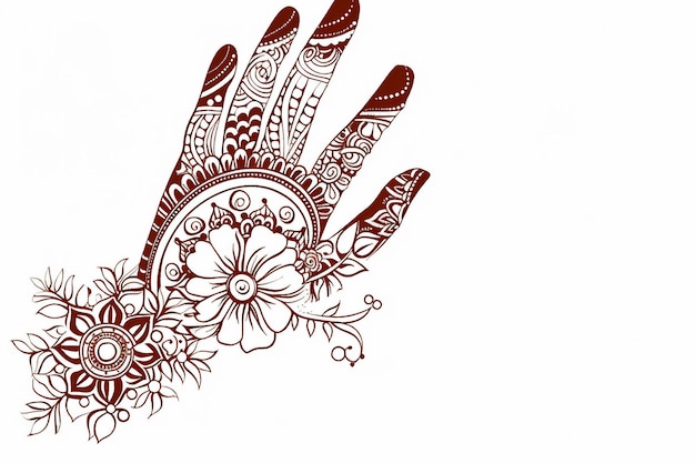 Foto arte de la henna de bodas sobre un fondo blanco