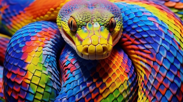 Arte hermoso colorido serpiente brasileña arco iris boa Generativo ai