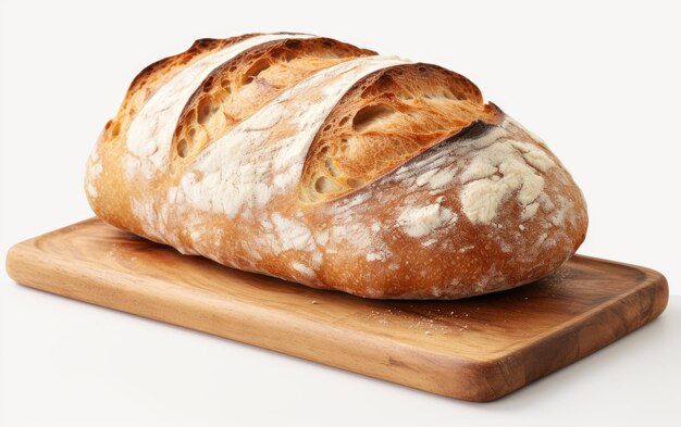El arte de hornear abrazando la calidez del pan recién horneado sobre un fondo blanco