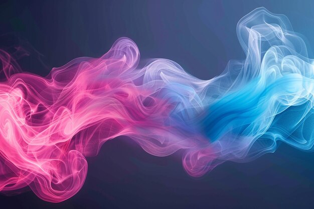 Arte de humo rosa y azul en fondo negro con IA generada